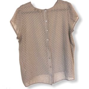 Sheer textured top with button up back detail